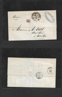 Frc - India. 1862 (18 Apr) Pondichery - France, Nantes (12 May) Stampless E. Depart Cds Via Suez, Red "PO". VF Comercial - Other & Unclassified