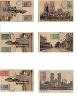 Frc - India. 1944-6 (21 April - 20 June) Pondichery France Libre. Selection Of 6 Diff Postcards With Diff Ovptd Stamps.  - Otros & Sin Clasificación