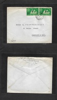 Frc - St. Pierre Miquelon. 1940 (8 April) GPO - USA, Cambridge, Mass. 6fr Rate Fkd Env. Fine Usage 3 Fr Green Pair, Tied - Autres & Non Classés