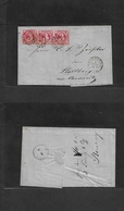 German States-Bayern. 1865 (1 Feb) Bamberg - Stolberg (3 Feb) EL Full Text Fkd. 3k Red Hong Strip Of Three, Tied "32" Ca - Other & Unclassified