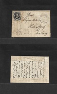 German States-Saxony. 1855 (8 Apr) Burgstaedt - Helbigsdorf. Fkd Front 1/2gr Black / Pink, Tied Grill. - Other & Unclassified