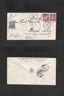 Germany. 1883 (14 Feb) Zitan 1 Sachs - Switzerland, Zurich (16 Feb) Multifkd Env + Taxed + Arrival Swiss Postage Due 50c - Other & Unclassified