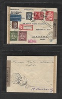 Germany - Xx. 1943 (6 Dec) Schladern - Spain, Barcelona (21 Dec) Registered Air Multifkd Envelope, Nazi + Spanish Censor - Andere & Zonder Classificatie