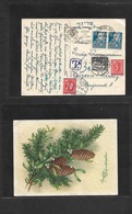 Germany - Xx. 1950 (26 Dec) East Germany. Lauen (Vogt) - Switzerland, Luzern (31 Dec) Multifkd Christmas Card, Slogan Ca - Other & Unclassified