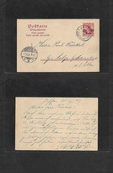 German Levant. 1907 (30 Oct) Jaffa, Palestine - Germany, Elbe, Grossalze (7 Nov) 20para Red Ovptd Stat Card. VF Used. - Other & Unclassified