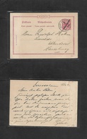 German Col-East Africa. 1896 (11 Dec) DES - Germany, Hamburg. 5 Pesa 110 Pf Red Ovptd Stat Card. Fine Comercial Usage. - Other & Unclassified