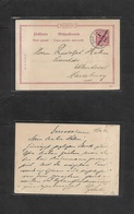 German Col-East Africa. 1896 (11 Dec) DES - Germany, Hamburg. 5 Pesa 110 Pf Red Ovptd Stat Card. Fine Comercial Usage. - Otros & Sin Clasificación