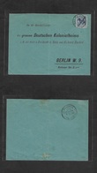 German Col-East Africa. 1897. DES - Berlin. 10 Pesa Early Ovptd / 20p Blue Issue Fkd Env. Deutsche Kolonialheims Busines - Other & Unclassified