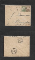 German Col-East Africa. 1901. Linma - Reudsburg, Germany (26 Jan 02) Fkd Env 3p Green + 2p Brown, Cds. Via DES (26 Dec)  - Other & Unclassified