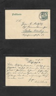 German Col-East Africa. 1910 (13 July) Tanga - Berlin, Germany. 4h Green Stat Card. Fine Used. - Other & Unclassified