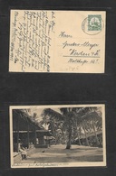 German Col-East Africa. 1913 (25 Oct) Buluni Plantation - Werden, Sachsen. Negerdorf Photo Card Fkd 4h Green, Oval TPO N - Other & Unclassified