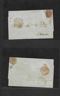 Gibraltar. 1852 (21 Sept) Spanish Post. EL Fkd Spain Third Issue 1852 6c Tied Grill + Gibr "S. Roque / And. Baixa" Red C - Gibraltar