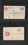 Gibraltar. 1895 (March 10) "South District" - Yorkshire, UK. Bridlington Quay (19 March) Registered 20 Centimos Red Stat - Gibilterra