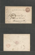 Great Britain - Stationery. 1858 (20 March) London - Hammersmith Local 1d Red Embossed Stat Env / With "too-late/GPO" Ca - ...-1840 Préphilatélie