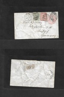 Great Britain - Stationery. 1881 (25 March) Brighton - Germany, Leipzig (28 March) 1d Rose Stat Env + 2 Adtls 1/2d Green - ...-1840 Precursori