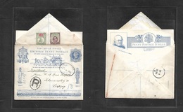 Great Britain. 1890 (27 Aug) PO Jubilee. London - Germany, Leipzig (29 Aug) Registered 1d Blue Illustrated Comm Envelope - ...-1840 Préphilatélie