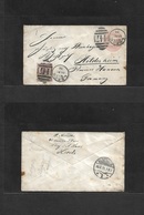 Great Britain - Stationery. 1891 (Dec 15) Leeds - Germany, Hiildesheim (18 Dec) QV 1d Rose Stat Env + 1 1/2d Adtl, Tied  - ...-1840 Prephilately