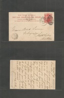 Great Britain - Stationery. 1893 (22 Feb) Keighley - Sweden, Stockholm (27 Febr) 1d Red Stat Card. Fine Used. - ...-1840 Precursores