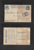 Great Britain - Stationery. 1894 (Sept 5) Northumberland - Sweden, Kalmar. Registered 2d Blue Stat Env + 2 1/2d Adtl. VF - ...-1840 Prephilately