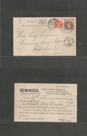 Great Britain - Stationery. 1894 (Nov 7) Bedford St / Covent Garden - Sweden, Gottenburg 1/2d Brown Stat Card + 1/2d Ora - ...-1840 Prephilately