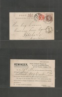 Great Britain - Stationery. 1894 (Nov 7) Bedford St / Covent Garden - Sweden, Gottenburg 1/2d Brown Stat Card + 1/2d Ora - ...-1840 Vorläufer