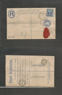 Great Britain - Stationery. 1895 (11 Jan) London, Gracechurch St - Sweden, Stockholm (14 Jan) Registered 2d Blue Stat En - ...-1840 Prephilately