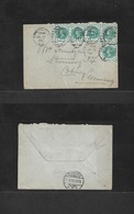 Great Britain. 1901 (Jan 31) Lewisham - Germany, Coburg (2 Feb) Multifkd Env 1/2d Green (x5) "66" Grill Cds. Fine. - ...-1840 Prephilately