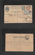 Great Britain - Stationery. 1905 (Jan 12) Croydon - Switzerland, Bern (14 Jan) Registered 3d Brown Stat Env + 3 Adtls, C - ...-1840 Precursores