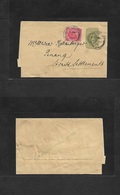 Great Britain - Stationery. 1906 (Ju 26) Redouth - Penang, Straits Settlements 1/2d Green Stat Wrapper + 1d Red Adtl, Cd - ...-1840 Voorlopers