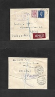 Great Britain - Xx. 1939 (8 June) Cambridge - Switzerland, Zurich (9 June) Express Mail Service. Oval Cachet + R-label.  - ...-1840 Precursori