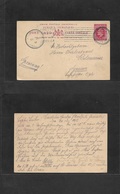 Bc - Jamaica. 1912 (26 Dec) Cassilton, Annottocan - Germany, Gnesen. 1d Red Stat Card, Rolling Cachet Kingston. Fine Vil - Other & Unclassified