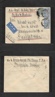 Bc - Kenya. 1934 (1 Aug) Tanga - Germany, Frankfurt. "By Feeders Service" Air Multifkd Envelope 95c Rate Violet Cachet B - Other & Unclassified