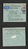 Bc - Kenya. 1936 (28 May) Tanga - Germany, Frankfurt. "By Feeders Service" Mns + "By Air To Brindisi" Violet Cachet. Fkd - Other & Unclassified