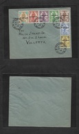 Bc - Malta. 1926 (Ap 5) Valetta Local Usage. Fkd Envelope With 7 Diff "postage" Ovptd Values, Tied Cds. - Other & Unclassified