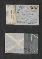 Bc - Mef. 1943 (8 March) Asmara, Eritrea - Peru, Lima, South America (27 April) Air Multifkd Envelope Depart Censored La - Other & Unclassified