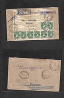 Bc - Nigeria. 1941 (13 Oct) Yaba - Jose (17 Oct) Registered Multifkd Envelope + Via Ebute, Metta, Apad. Reverse Stamps M - Other & Unclassified