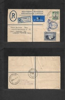 Bc - Rhodesia. 1950 (8 Dec) Salisbury - Germany, Hamburg (13 Dec) Air Registered Multifkd 4d Blue Stationary Envelope +  - Other & Unclassified