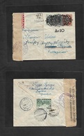 Greece. 1942 (28 July) Trikala - Nigrita (14 Aug) Via Tesalonique (12 Aug) Registered +  Adtl Multiple Ovpt 10 Dracma St - Other & Unclassified