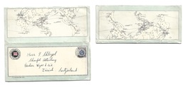 Hong Kong. 1926 (9 Aug) HK - Switzerland, Zurich. NYK World Map Route Color Illustrated Japan Line Franked Letter. Menor - Other & Unclassified