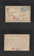 Hungary. 1917 (20 May) Croatia. Hungary Postal Admin. Bjelovar - Ujvidek. Registered 8 Fill Green + Adtl Stat Card + Cen - Other & Unclassified