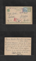 Hungary. 1917 (20 May) Croatia. Hungary Postal Admin. Bjelovar - Ujvidek. Registered 8 Fill Green + Adtl Stat Card + Cen - Andere & Zonder Classificatie