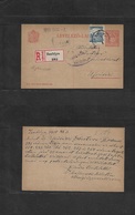 Hungary. 1918 (7 Dec) SERBIA. Hungary Postal Admin. SABLYA, Zsablya - Ujvidek. Registered + Adtl 10 Fill Red Stationary  - Other & Unclassified