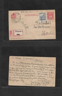 Hungary. 1919 (14 June) SERBIA. Hungary Postal Admin. Versecz (Vrsac) - Ujvidak. Registered 10 Fill Red Stat Card + Adtl - Other & Unclassified