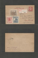 Hungary. 1920 (2 May) Budapest - Netherlands, Den Haag. Registered 10 Fill Red Stat Card + 3 Adtls. - Other & Unclassified