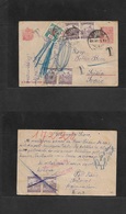 Hungary. 1921 (13 Oct) Szarvas - Switzerland, Bern (19 Oct) 10f Red Stat Card + 6 Adtls, Tied Cds + Swiss Arrival P. Due - Other & Unclassified