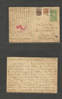 Hungary. 1940 (12 Aug) Budapest - Netherlands, Hague 6 Fil Green Stat Card + 2 Adtls, Nazi Censored. Fine. - Other & Unclassified