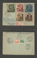 Hungary. 1954 (26 July) Tiszafoldvar - Switzerland, Neuchatel (30 July) Registered Multifkd (F+R) Air. Comm Issue. - Other & Unclassified