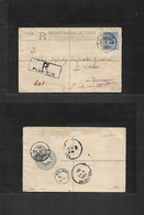 India. 1899 (31 July) Punganur - Vellore (2 Aug) Registered 2a Grey Stat Env + 2a Blue Adtl. VF Used + R-cachet. - Other & Unclassified