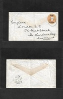 India. 1901 (21 Sept) Natun Bazar - Uk, London (14 Oct) 1a Ovptd Orange Stat Env. Fine. - Other & Unclassified