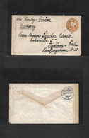 India. 1902 (28 Dec) Jariagarh - Germany, Friednan, Berlin (15 Jan) Orange Embossed QV Stat Env. Fine Used. - Other & Unclassified